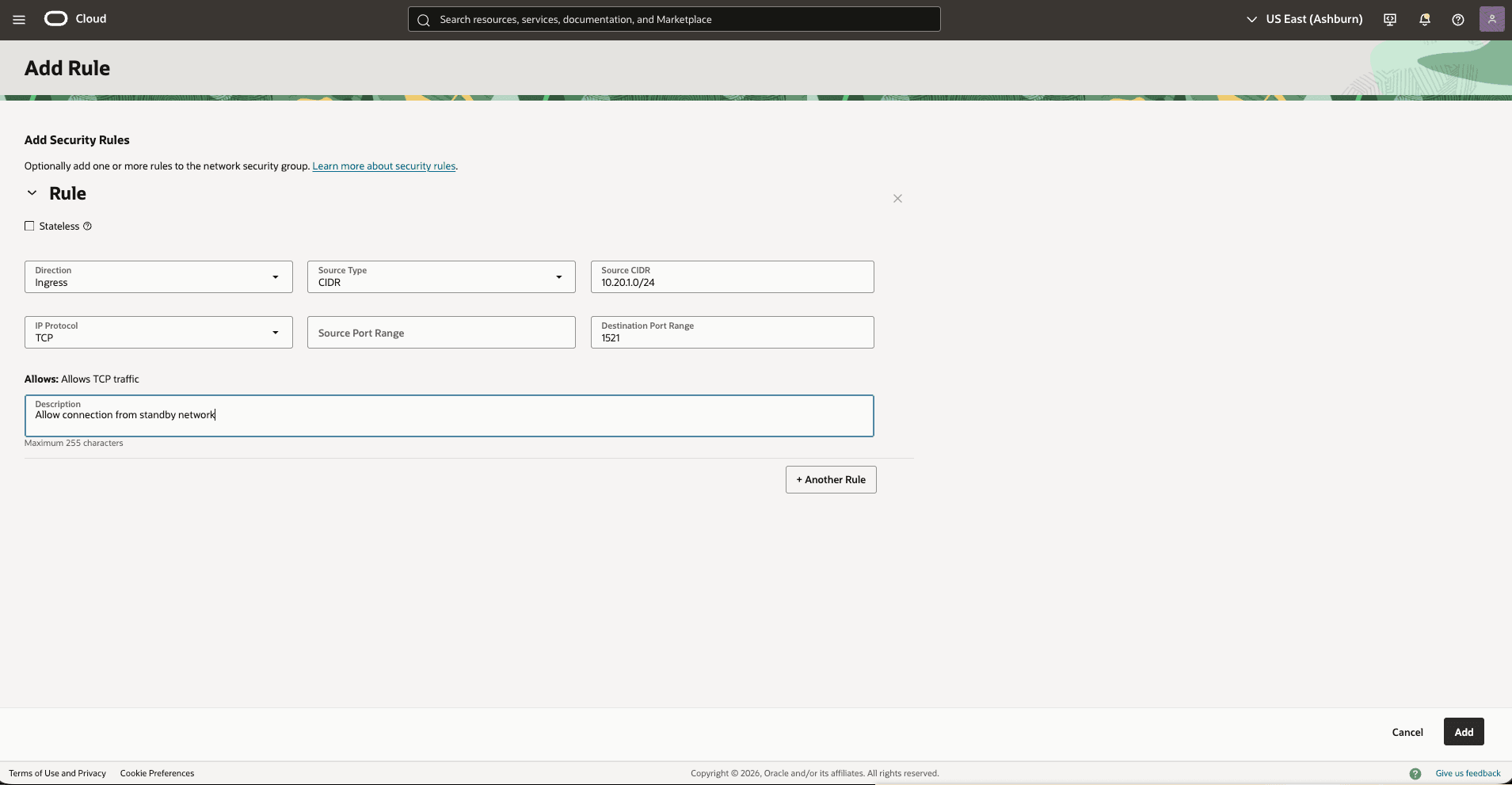 This screenshot shows how to configure the network in the primary zone.