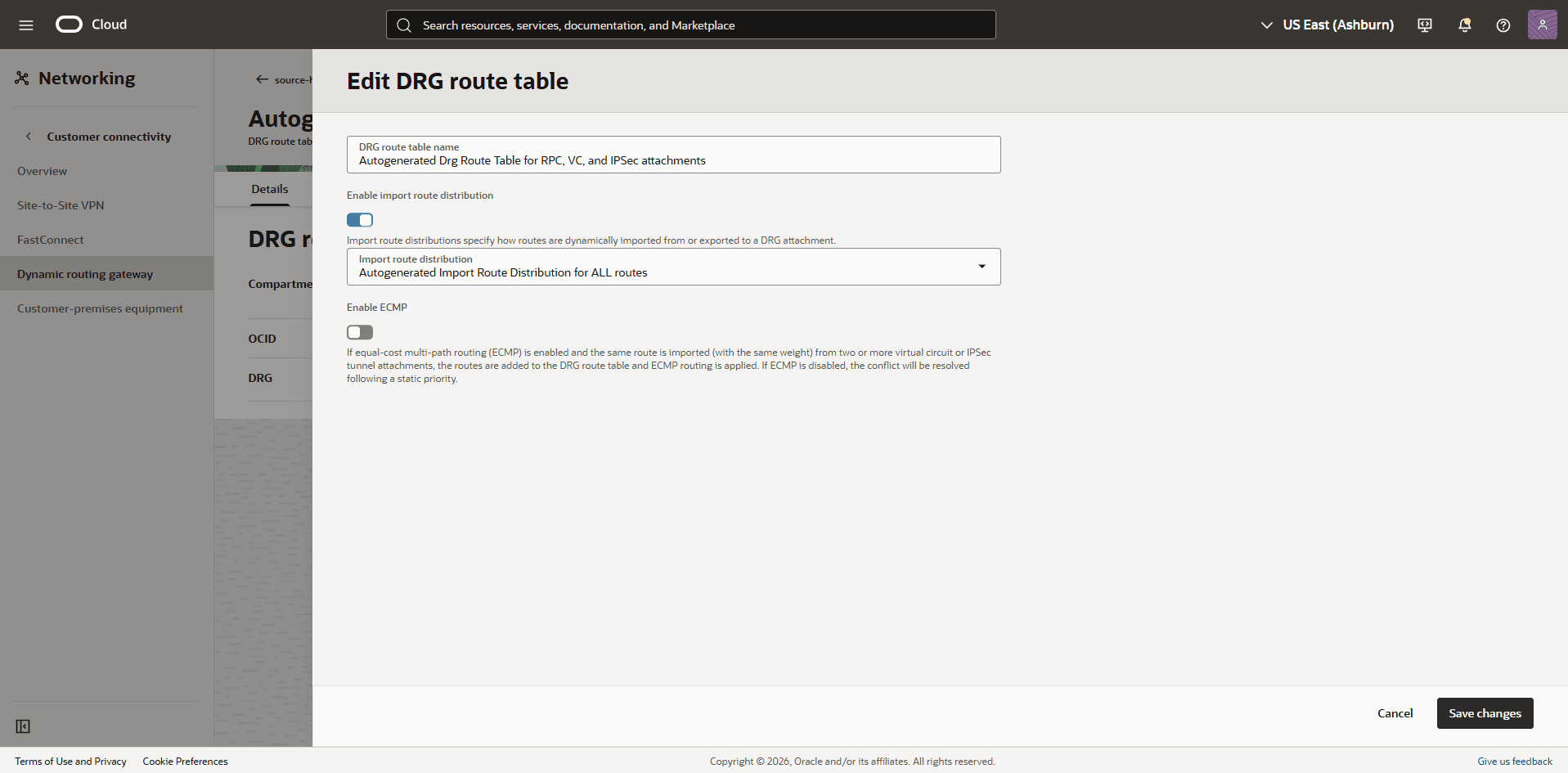 This screenshot shows the required configuration for cross-region restore.