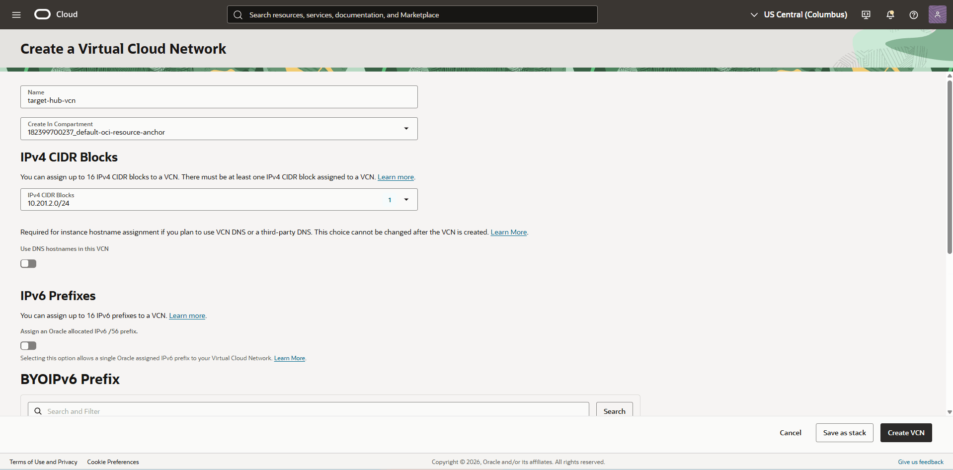 This screenshot shows the required configuration for cross-region restore.