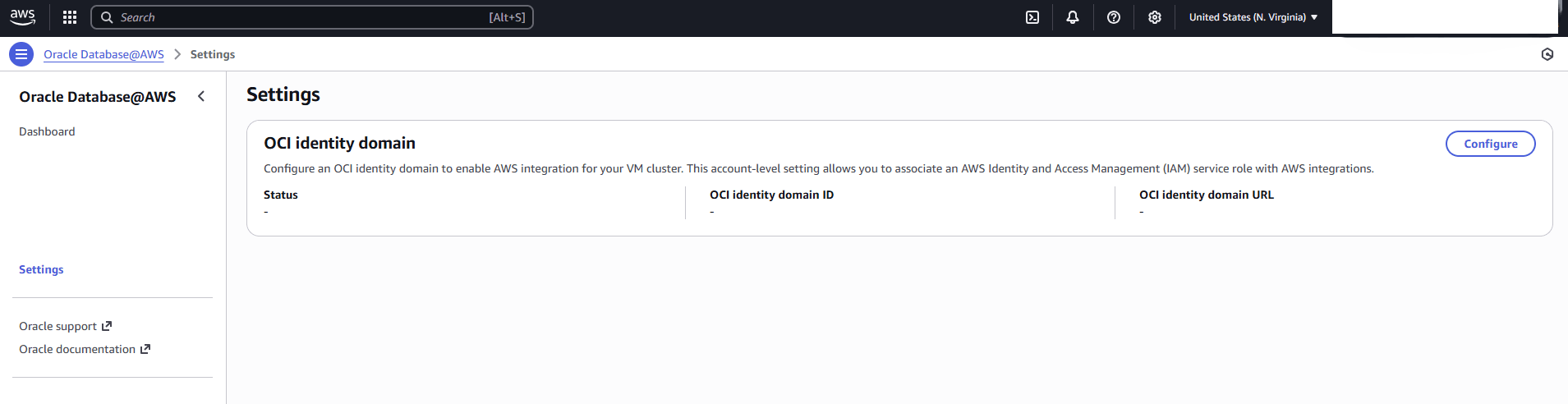 This screenshot shows how to configure the OCI Identity Domain.