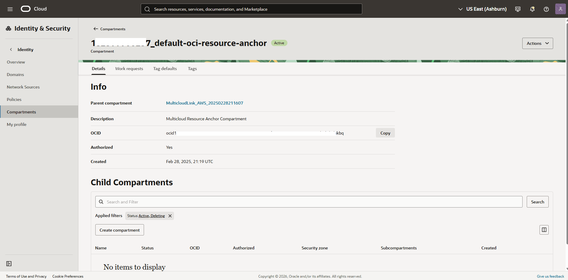 This screenshot shows how to obtain the OCID information.
