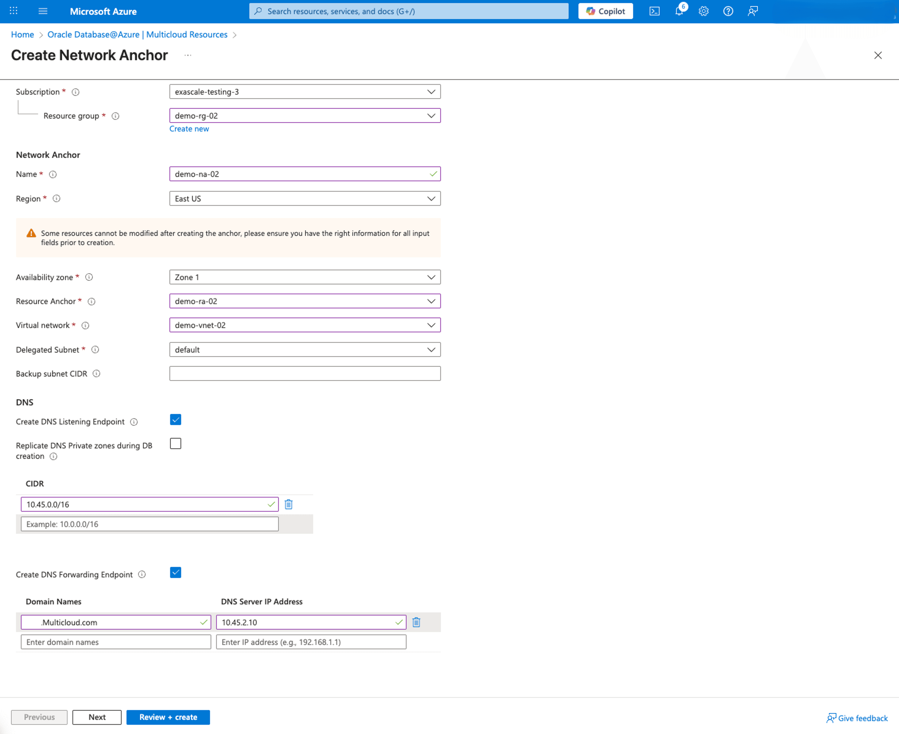 This screenshot shows how to create a Network Anchor.