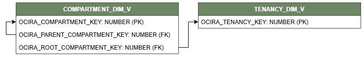 COMPARTMENT_DIM_V view connected to TENANCY_DIM_V.