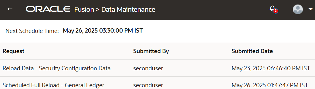 Data Maintenance page