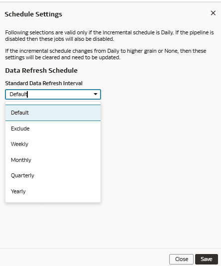 Schedule Settings dialog Schedule Settings dialog
