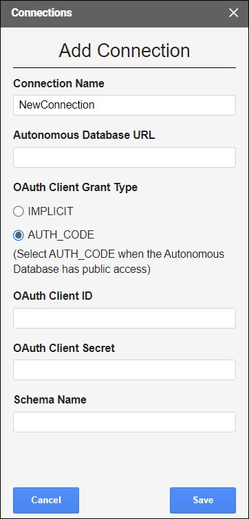 Description of add-connection-fields.png follows Description of add-connection-fields.png follows